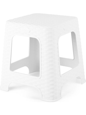Tuffex Rattan Küçük Tabure - Beyaz