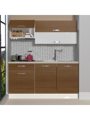 Decoraktiv Style 160 MDF Hazır Mutfak Dolabı - Tezgah Dahil - Naturel Ceviz