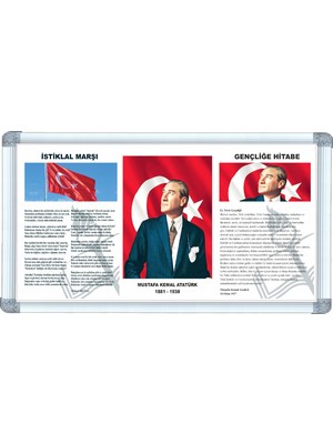 ABC Alüminyum Çerçeve Seti 3 Adet Mustafa Kemal Atatürk Temalı 45X90 Ölçülerinde