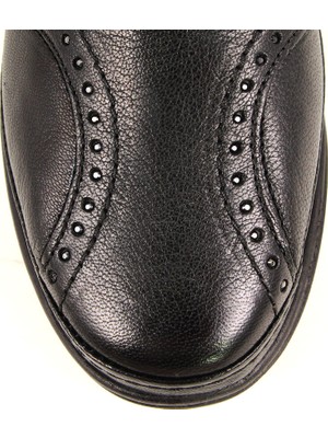 Forelli 25109 Kadın Siyah Deri Halluks Comfort Ayakkabı