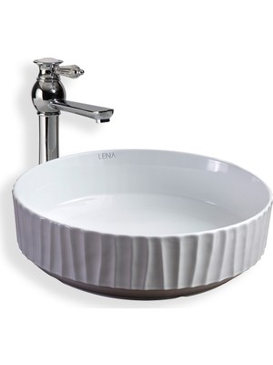 Lena E-4614 Tezgah Üstü Porselen Lavabo