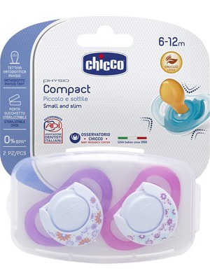 Chicco Physio Compact Kauçuk Emzik Kız 6-12 Ay 2Li