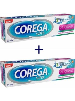 Corega Süper 3 Yönlü Tutuş Diş Protez Yapıştırıcı Krem Tat İçermez 40 gr - 2 Adet