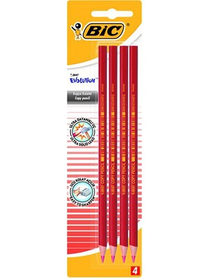 Bic Evolution Kırmızı Kopya Kalemi 4'lü Blister