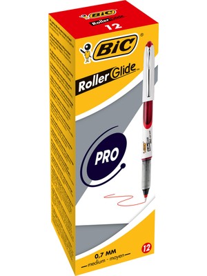 Bic Roller Glide Pro 0.7 Kırmızı Roller Kalem 12'Li Kutu