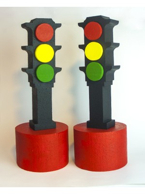Strafor Sepeti - Strafor Trafik Işıkları Seti Boyalı 3 Boyutlu 2 Set - Trafik Lambası - Strafor Logo - Strafor Maket
