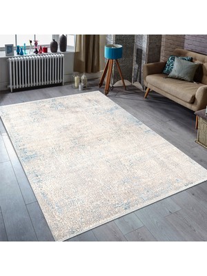 Bahariye Cunda DK 9694 Gri/Mavi 155 x 230 cm Saçaklı Modern Halı