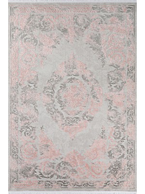 Bahariye Nehir DG 9725 Gri/Pembe 155 x 230 cm Saçaklı Modern Halı