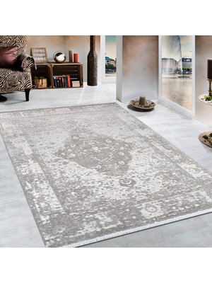 Bahariye Nehir DG 9452 Gri 155 x 230 cm Saçaklı Modern Halı