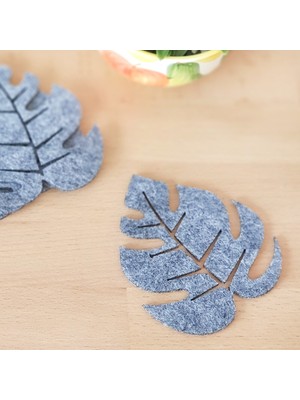 Funbou Keçe Bardak Altlığı Gri Yaprak 4 Adet