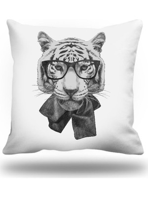 Kırlentim Gözlüklü Aslan Dekoratif Kırlent Kılıfı