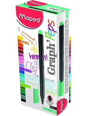 Maped 749122 Fineliner Keçe Uç Kalem 12 Li Zümrüt Yeşili (1 Paket 12 Adet)