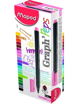 Maped 749129 Fineliner Keçe Uç Kalem 12 Li Toz Pembe (1 Paket 12 Adet)