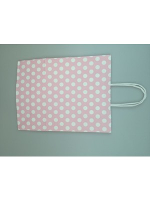 Event Party Store Kraft Kağıt Çanta Pembe Puanlı 18Cm x 24Cm