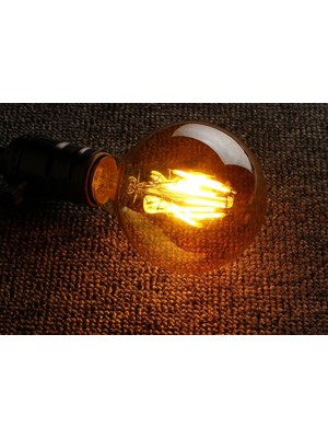 Edison G95 Flamanlı Rustik 6W Led Ampul 5'li Dekoratif Vintage Aydınlatma Amber Rengi