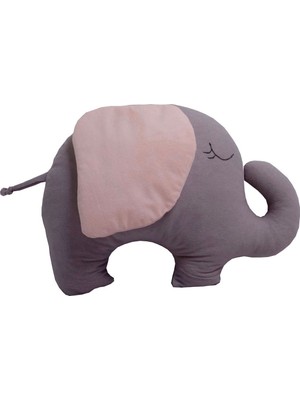Pudra Decor Pembe kulaklı Gri Fil Yastık