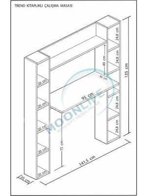 Moonlife Trend Kitaplıklı Çalışma Masası Ceviz