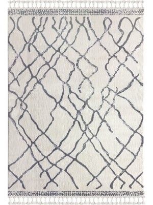 Payidar Halı Moroccan 1458A 80 x 150 cm Beyaz-Gri Saçaklı Modern Halı