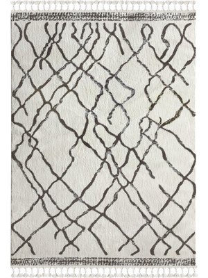 Payidar Halı Moroccan 1458A 160 x 230 cm Beyaz-Kahve Saçaklı Modern Halı