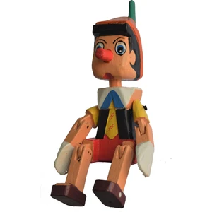 Doğal Ahşap Oturan Pinokyo Kukla Oyuncak Biblo