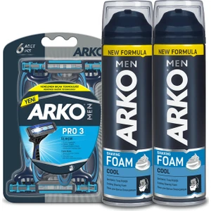 Men T3 Pro Tıraş Bıçağı 6'lı & Tıraş Köpüğü Cool 2'li 200 ml