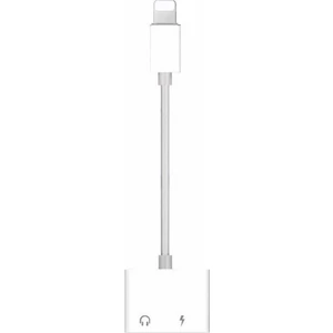 iPhone Uyumlu Lightning 2in1 Şarj + Kulaklık Dönüştürücü 3.5 mm jack Adaptör Beyaz - Model : MH-032