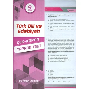 Kronometre Yayınları 9. Sınıf Türk Dili Ve Edebiyatı Yaprak Test