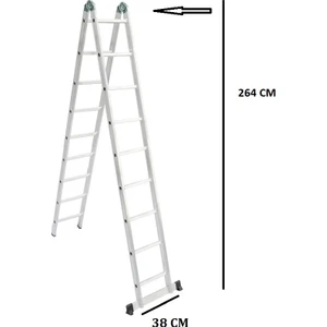 Alüminyum 9+9 Basamaklı Katlanır Çok Amaçlı Çift Taraflı Merdiven