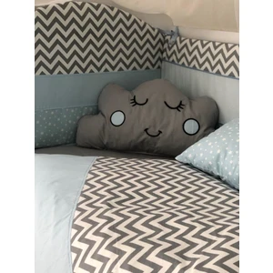 Mini Baby Figürlü Mavi Gri Zigzag Desenli Bebek Uyku Seti 11 Parça