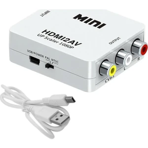 Hdmı To Av Audio Video Rca Pal Ntsc Uyumlu Playstation Nintendo Sega Atariler İçin Sarı Kırmızı Beyaz Composit Cvbs Full Hd Dönüştürücü Çevirici Mini Switch