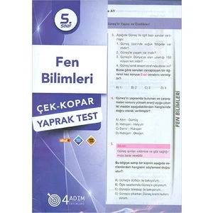 4 Adım Yayınları 4 Adım 5. Sınıf Fen Bilimleri Çek Kopar Yaprak Test