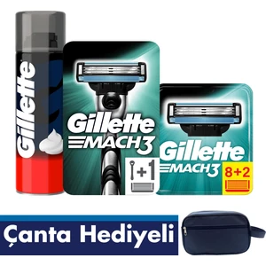 Mach 3 10’lu Bıçak + Makine + 250 ml Köpük + Gillette Çanta