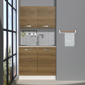 Mini 90 MDF Hazır Mutfak Dolabı - Tezgah Dahil - Naturel Pera