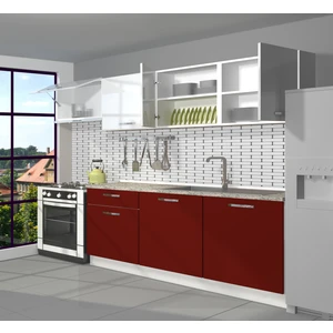 Smart 240 MDF Hazır Mutfak Dolabı - Tezgah Dahil - Bordo - Beyaz