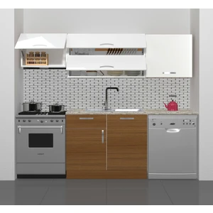 Elite 220 MDF Hazır Mutfak Dolabı - Tezgah Dahil - Ceviz - Beyaz
