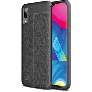 Case 4U M10 Kılıf Rugan Armor Deri Görünümlü Yüksek Kalite Silikon Niss Siyah