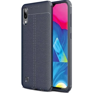 Case 4U M10 Kılıf Rugan Armor Deri Görünümlü Yüksek Kalite Silikon Niss Lacivert