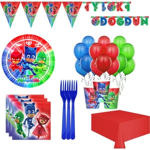 Pija Maskeliler 16 Kişilik Tabak Bardak Çatal Balon Parti Seti