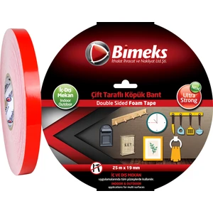 Çift Taraflı Extra Güçlü Köpük Montaj Bandı - 25 Mt X 19 Mm