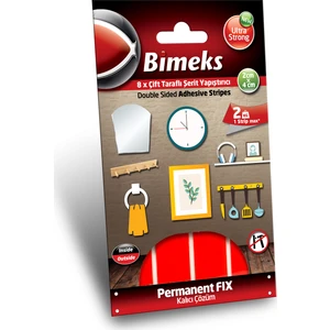 Permanent Fıx Kalıcı Çözüm Çift Taraflı Şerit Yapıştırıcı 8 Adet 2 Cm X 4 Cm Kırmızı Beyaz