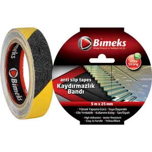 Sarı/Siyah Kaydırmazlık Bandı - 5 Mt X 25