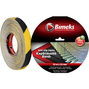 Sarı/Siyah Kaydırmazlık Bandı - 25 Mt X 25 Mm