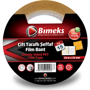 Çift Taraflı Standart Şeffaf Bant Yandan Etiketli 25M X 25Mm