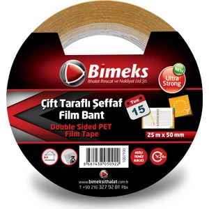 Çift Taraflı Standart Şeffaf Bant Yandan Etiketli 25M X 50Mm