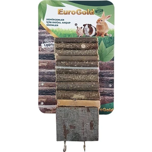 Doğal Ahşap Kemirgen Merdiveni Çift Platformlu 7x35cm