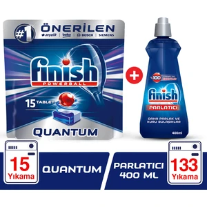 Quantum 15 Tablet Bulaşık Makinesi Deterjanı + Finish Parlatıcı 400 ml