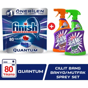 Quantum 80 Tablet Bulaşık Makinesi Deterjanı + Cillit Bang Mutfak ve Banyo Sprey Set