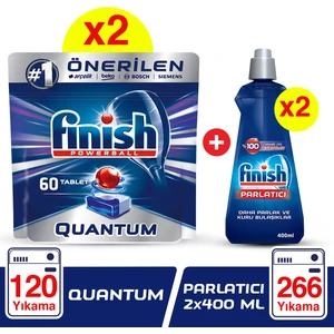 Quantum 120 Tablet Bulaşık Makinesi Deterjanı (60x2) + Parlatıcı 2x400 ml