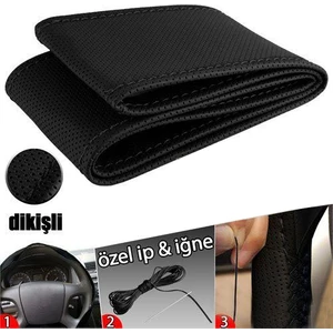 KalitePLUS Fiat Lınea Deri Direksiyon Kılıfı Sarmalı Dikmeli Siyah