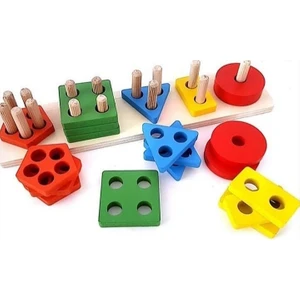 Wood Toys Ahşap Geometrik Şekiller 5'li Vidalama Bultak
